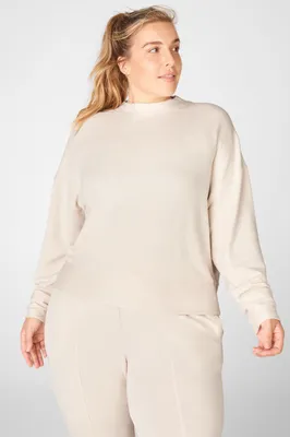 Fabletics Luna Long-Sleeve Pullover Womens Latte plus Size 3X