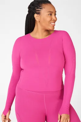 Fabletics Corey SculptKnit Long-Sleeve Top Womens pink plus Size 3X