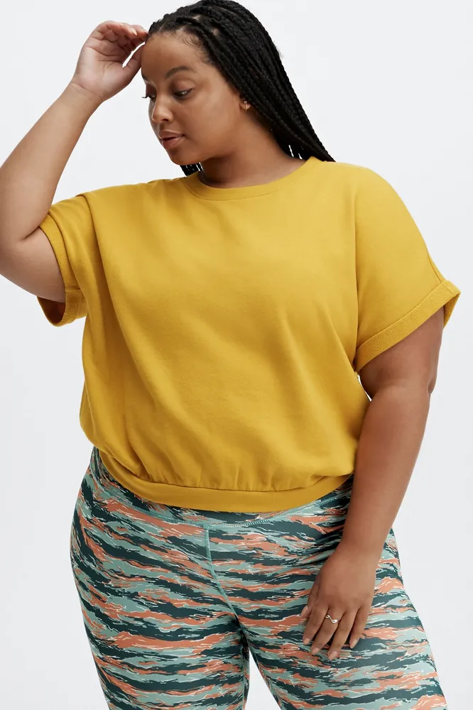 Fabletics Cassie Short Sleeve Sweatshirt Womens yellow plus Size
