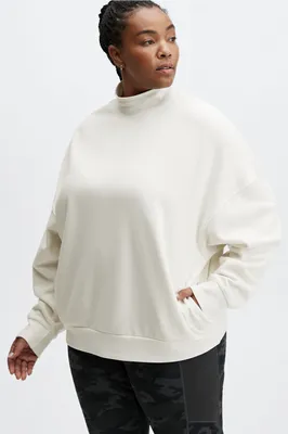 Fabletics Go-To Mock Neck Sweatshirt Womens white plus Size 3X