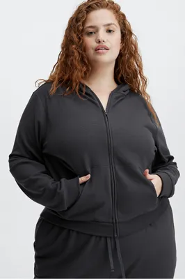 Fabletics Zip-Up Waffle Hoodie Womens Pewter plus Size 4X