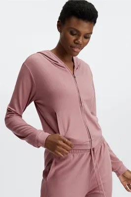 Fabletics Zip-Up Waffle Hoodie Womens Size