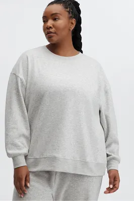 Fabletics Eco Go-To Crewneck Sweatshirt Womens Light Grey Heather plus Size 4X