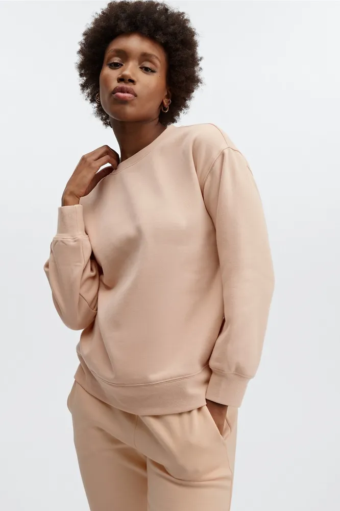 Fabletics Eco Go-To Crewneck Sweatshirt Womens Oak Size