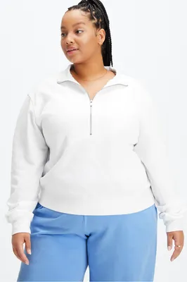 Fabletics Lightweight Go-To Half Zip Sweatshirt Womens white plus Size 1X