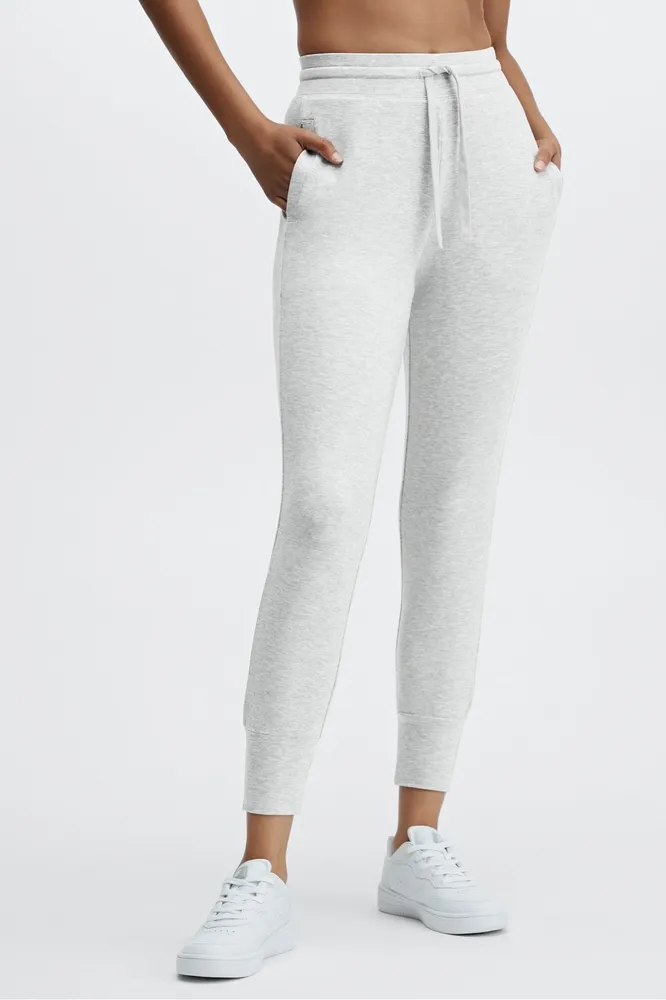 Fabletics Luxe Terry Jogger Womens Snow Grey Heather Size