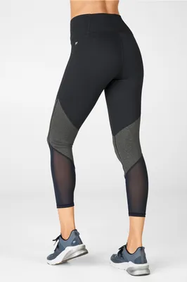 Fabletics Zone High-Waisted 7/8 Womens Black/Charcoal/Black Size XXS