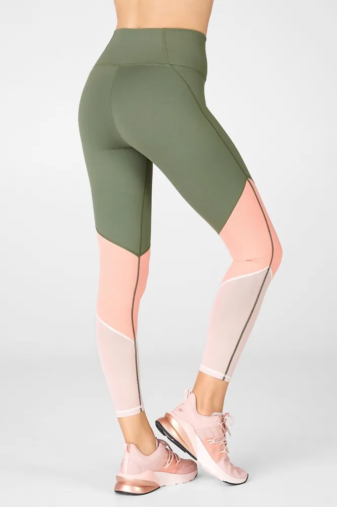 Fabletics Zone High-Waisted 7/8 Womens Safari/Blossom/Pearl Pink