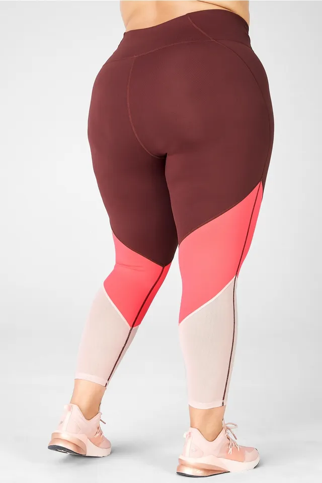 Fabletics Zone High-Waisted 7/8 Womens Rust/Desert Rose/Pearl Pink