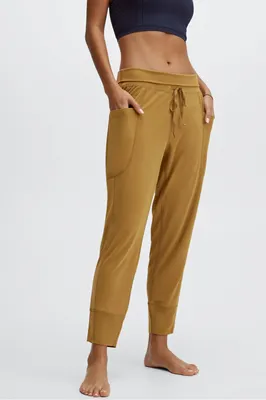 Fabletics Sleek Knit Drawstring Pant Womens Dark Bronze Size