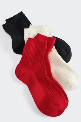 Fabletics 3-Pack Cloud Seamless Sock 4 Womens Egret/Red Apple/Black Size Osfm