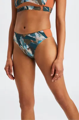 Fabletics Sporty Swim Brief Womens Paintbrush Camo/Sequoia Size