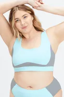 Fabletics Scoop Back Swim Bra Womens Blue Sky/Raincloud plus Size 3X