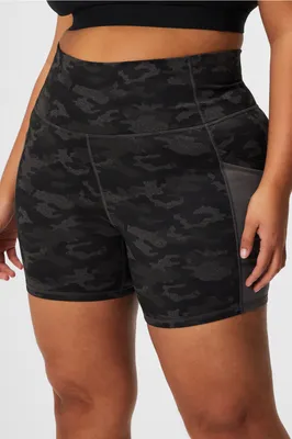 Fabletics On-The-Go High-Waisted 6 Short Womens Charcoal Camo plus Size 3X