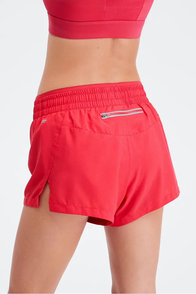 Fabletics Breathe Run Short Womens Orange Nectar/Island Escape/Reflective  Silver Size