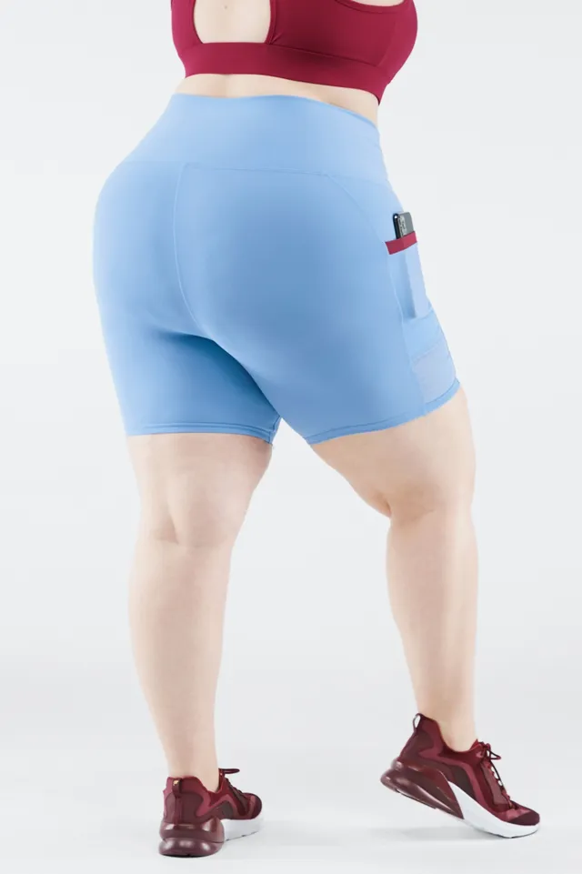 Fabletics On-the-Go Ultra High-Waisted 7 Short Womens Surf Blue/Cherry  Burst plus Size 3X