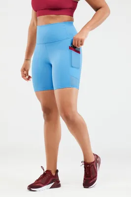 Fabletics On-the-Go Ultra High-Waisted 7 Short Womens Surf Blue/Cherry Burst Size