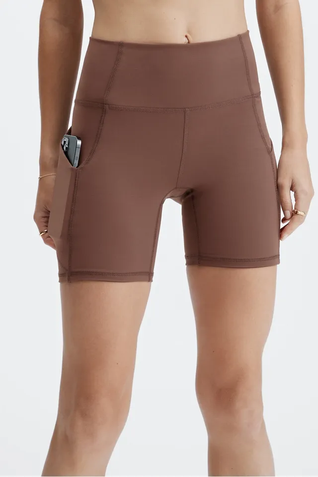 Fabletics Oasis High-Waisted 7/8 Legging Womens Saddle Brown plus