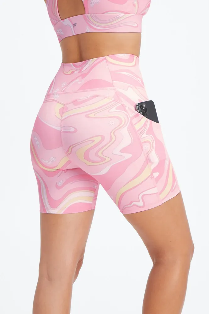 Fabletics Oasis High-Waisted 6 Short Womens Guava Marble Daisy