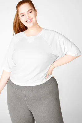 Fabletics Loveday Short-Sleeve Raglan Tee Womens white plus Size 4X