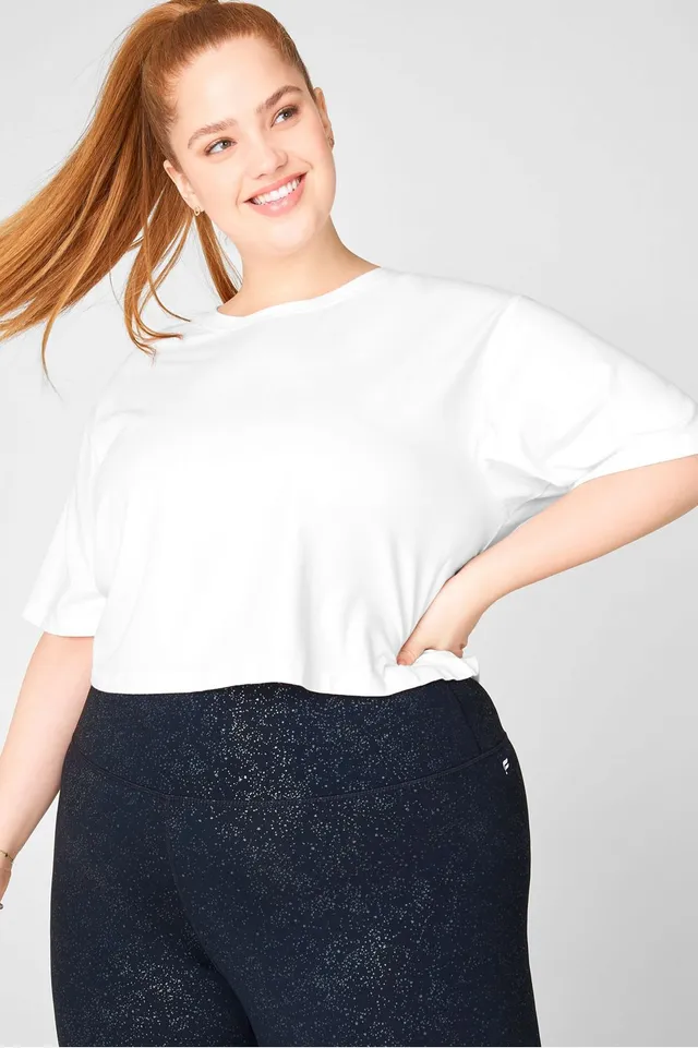 Fabletics Cecily Cropped Long-Sleeve Tee Womens black plus Size