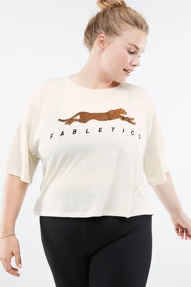 Fabletics Leopard Graphic Short-Sleeve Tee Womens  plus Size