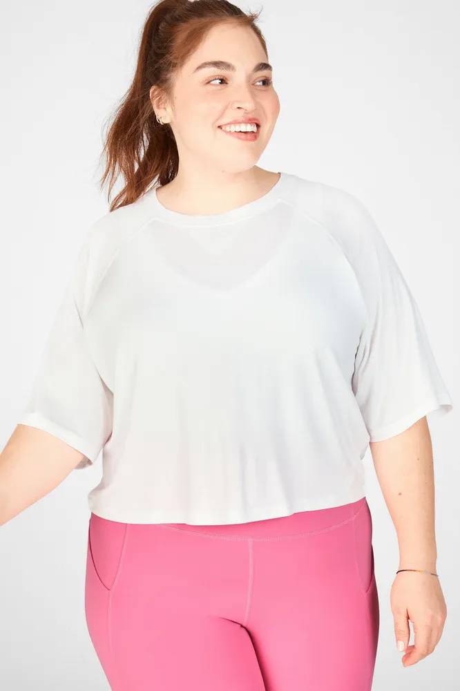 Fabletics Loveday Short-Sleeve Raglan Tee Womens white plus Size 1X