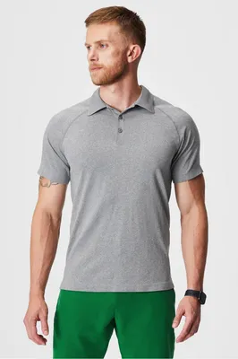 Fabletics Men The Training Day Polo male Mid Grey Htr Size