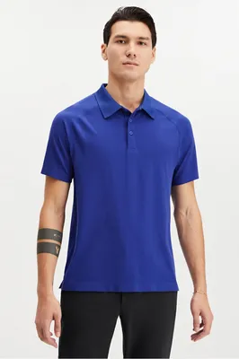 Fabletics Men The Training Day Polo male Carbon Blue Size