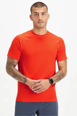 Fabletics Men The Training Day Tee male Blazing Red Exploded Size