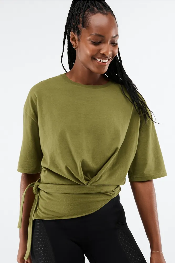 Fabletics Rue Tie T-Shirt Womens green Size XXS