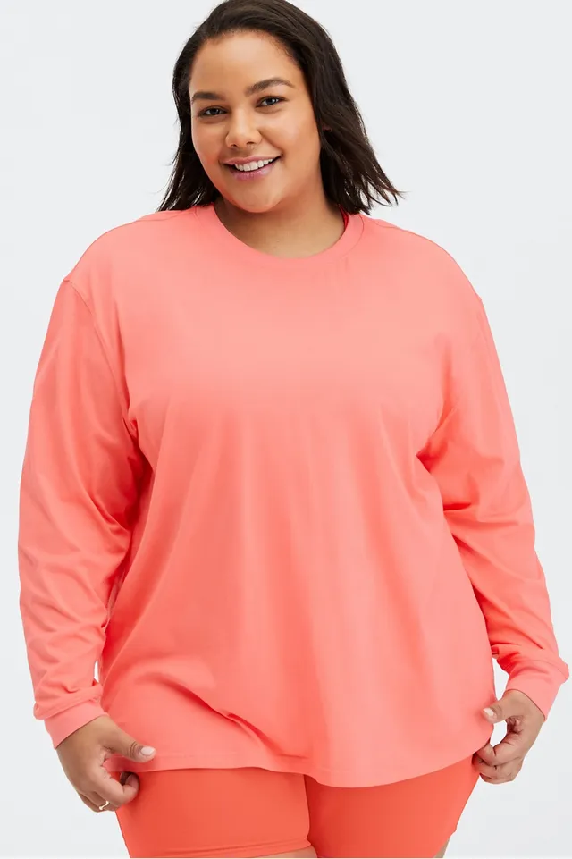 Fabletics Long Sleeve Boyfriend Tee Womens orange plus Size 2X