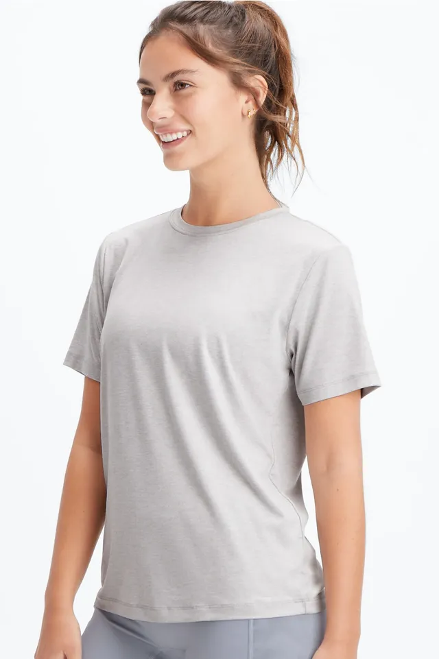 Fabletics Tinsley Short-Sleeve Tee Womens Light Grey Heather Size