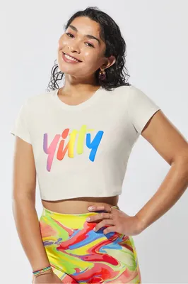 Fabletics Pride Cropped Tee Womens white Size