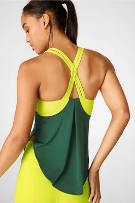 Fabletics Giselle Powertouch Light Built-In Bra Swing Tank Womens green Size XXS