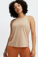 Fabletics Blake Open Back Twist Tank Womens Desert Heather Size L