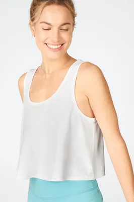 Fabletics Sleek Knit Cropped Swing Tank Womens white Size XXL