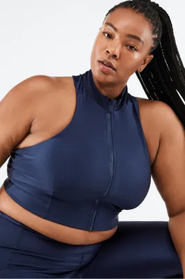 Fabletics Leilani Zip Front Built-In Bra Tank Womens blue plus Size 4X