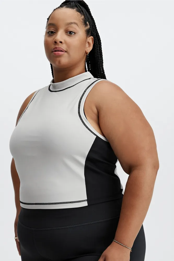 Fabletics Giana Mock Neck Tank Womens Ash/Black plus Size 3X