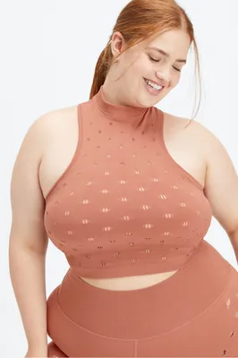 Fabletics Frances SculptKnit Mock Neck Tank Top Womens Toffee plus Size 1X