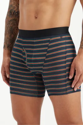 Fabletics Men The 24-7 Boxer Brief male Classic Navy Shadow Stripe Size