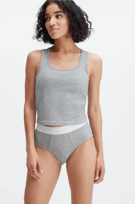 Fabletics 24-7 High-Waisted Brief Womens Mid Grey Heather Size
