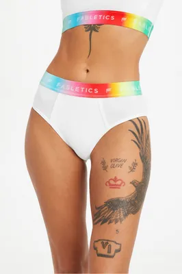 Fabletics 24/7 Pride High-Waisted Brief Womens white Size