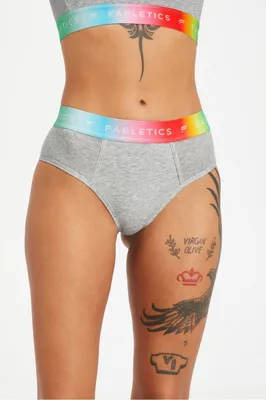 Fabletics 24/7 Pride High-Waisted Brief Womens Light Heather Grey Size
