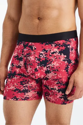 Fabletics Men The 24-7 Boxer Brief male Magenta Red Nueue Camo Size