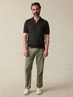 Short-Sleeve Linen Sweater Polo - Mountain Black