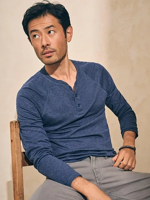 Long-Sleeve Newport Cloud Henley - Navy Heather