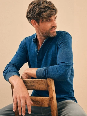 Long-Sleeve Indigo Henley