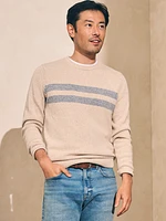 Marled Cotton Surf Stripe Crewneck - Desert Oat