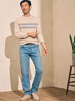 Marled Cotton Surf Stripe Crewneck - Desert Oat